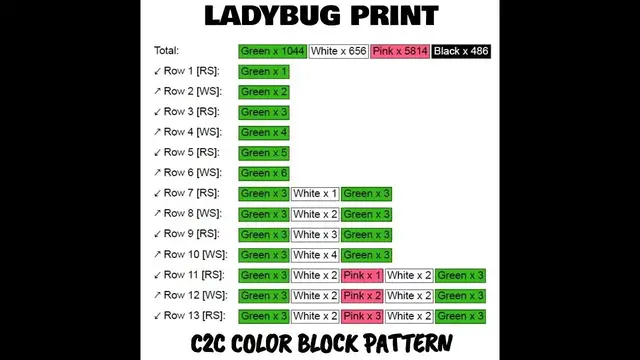 'Video thumbnail for Ladybug Print C2C & Tapestry Crochet Pattern & Chart | Magic Yarn Pixels'