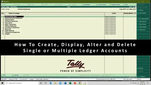 Video thumbnail for How To Manage Single or Multiple Ledger Accounts in Tally ERP 9 - Lesson 10