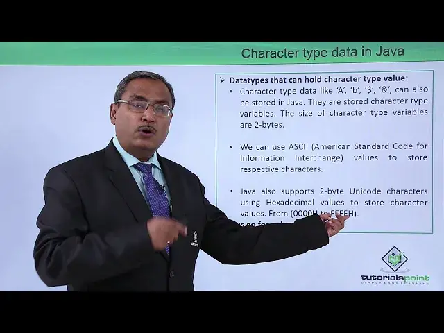 Video thumbnail for Java Essentials - Character type data in java