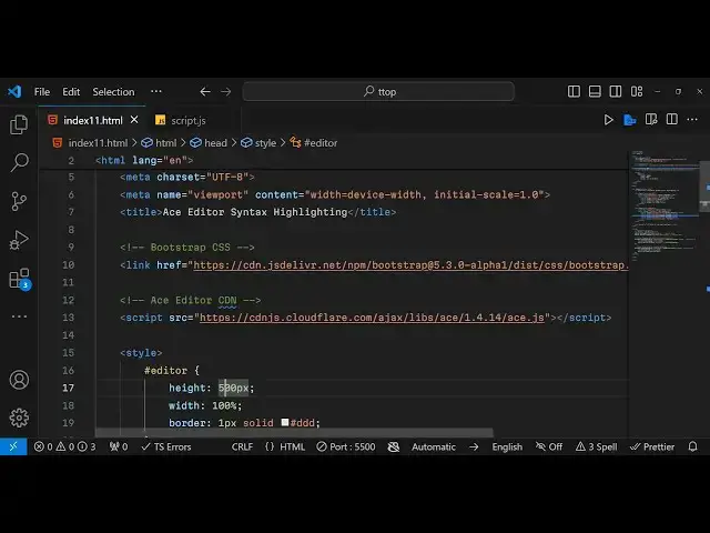 Video thumbnail for Javascript Ace Editor Syntax Highlighter Example to Highlight Source Code in Browser Full Example