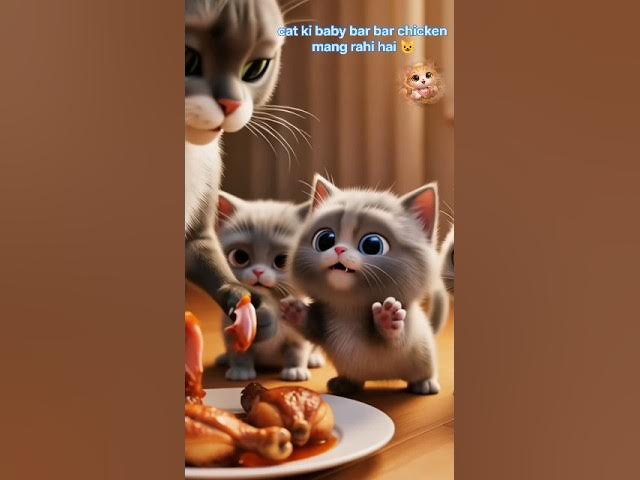 Video thumbnail for Mother Cat Cooking Chicken for Her Baby 🐱🍗 | Cute 3D Animation #catvideos #cat3dvideos