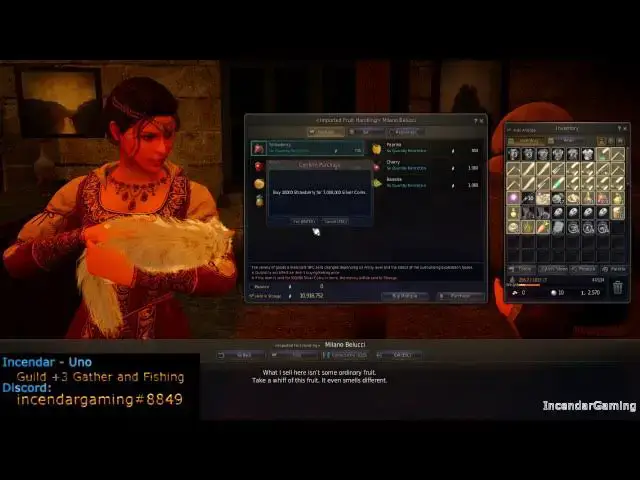 Video thumbnail for NPC Fruit Vendor Milano in Calpheon Power leveling cooking! BDO Black Desert Online 1080p