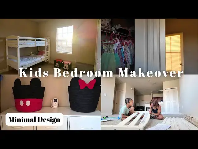 'Video thumbnail for Minimal Kids Bedroom Makeover: Boy & Girl Disney Themed'