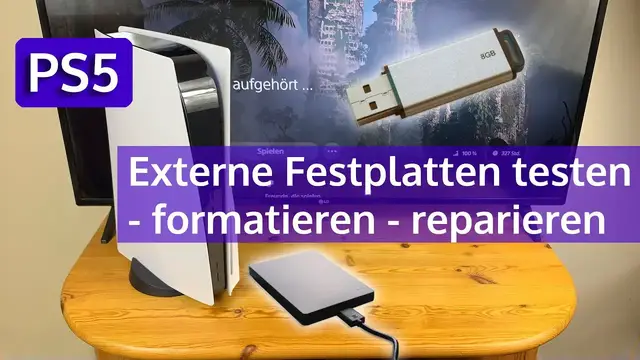 Video thumbnail for PS5 Externe Festplatte testen - formatieren - reparieren
