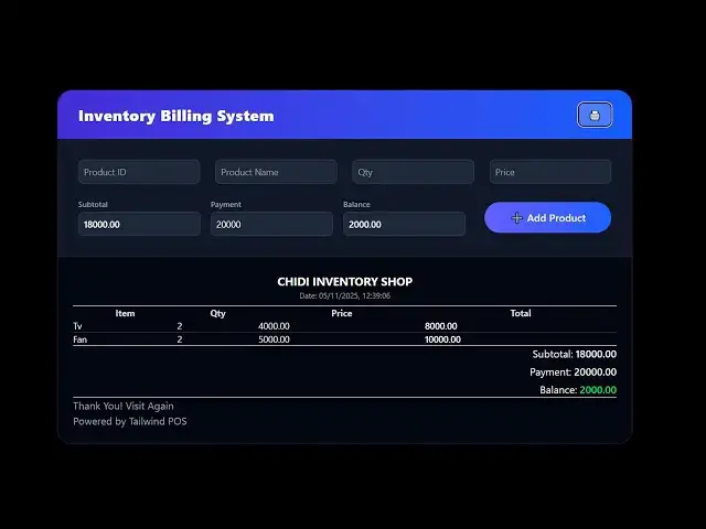 'Video thumbnail for Inventory Management System with Tailwind CSS | POS System Tutorial'