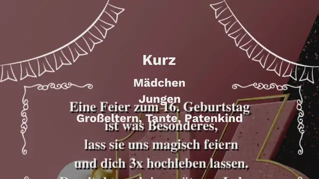 Video thumbnail for 36 Glückwünsche Zum 16. Geburtstag (Kurz, Herzlich & Lustig)