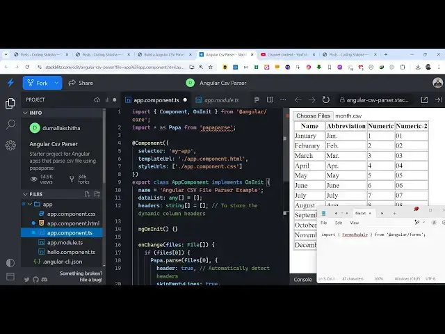 Video thumbnail for Build a Angular CSV Parser & Viewer Web App Using Papaparse Library in Browser Using TypeScript