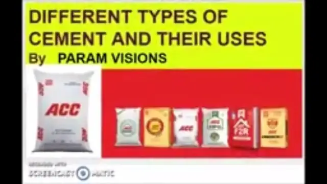 'Video thumbnail for Different types of cement and their uses./ Uses of different types of cement'