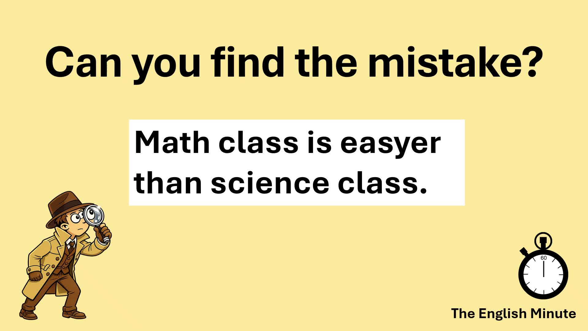 Video thumbnail for Find the Mistake Challenge | Common Grammar Error: "easyer"