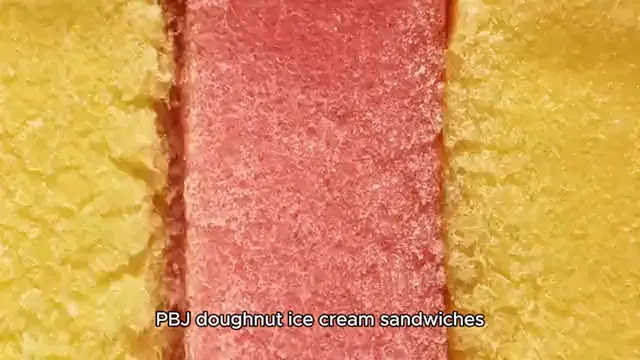 Video thumbnail for Peanut butter & jelly doughnut ice cream sandwiche