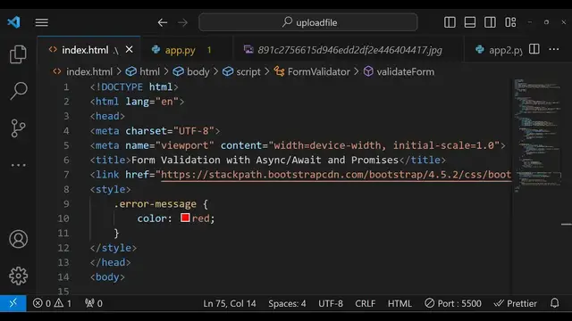Video thumbnail for Javascript Async/Await & Promises Example to Validate HTML5 Forms With Error Messages in Browser