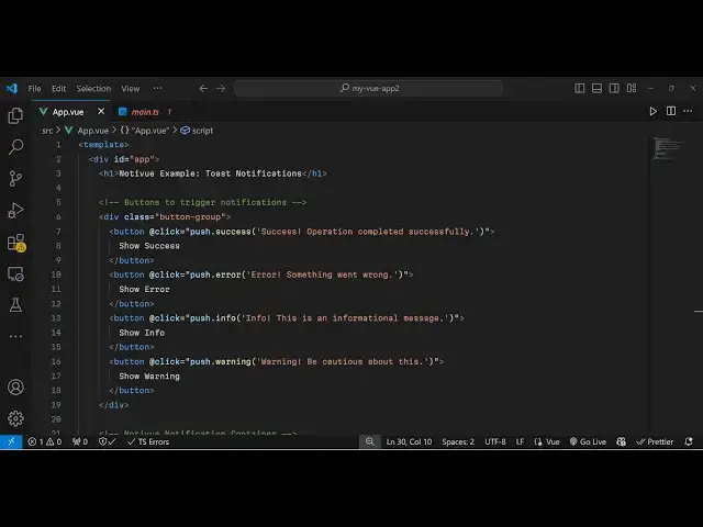 Video thumbnail for Vue.js 3 NotiVue Tutorial to Show Toast & Notification Alert Messages in Browser Using TypeScript