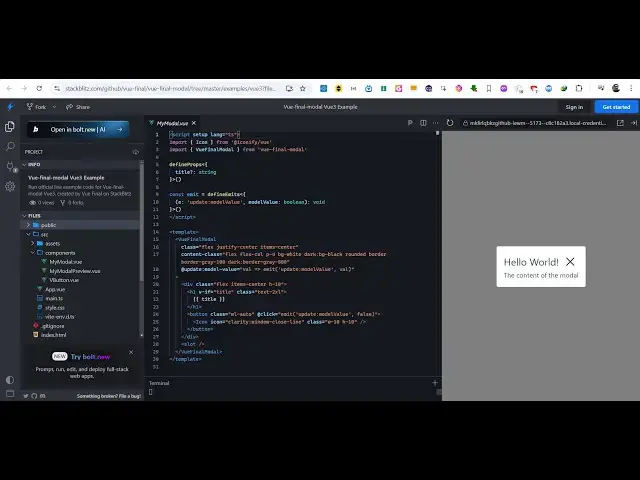 Video thumbnail for Vue.js 3 vue-final-modal Example to Show Overlay Alert Dialogs in Browser Using TypeScript