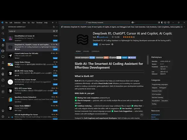 Video thumbnail for VSCode Sixthi AI Smart Coding Assistant & Autocompletion Best Alternative to Github Copilot For FREE