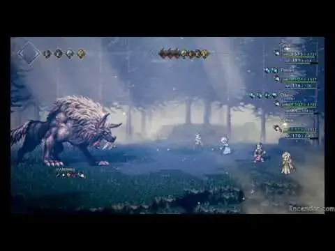Video thumbnail for Octopath Traveler Mánagarmr Fight Blind Great Direwolf Werewolf Scaredy Sheep Quest PC Steam 4k