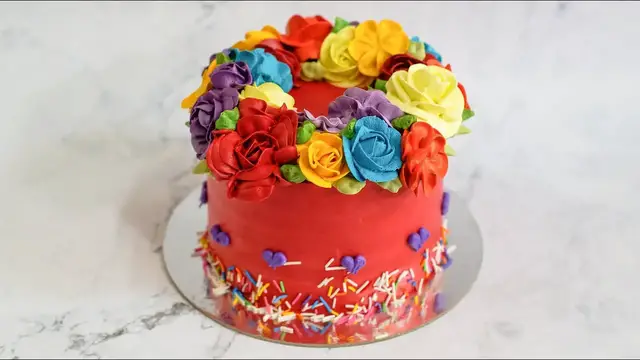 'Video thumbnail for Colorful flowers birthday cake decoration for love | Délicieux Pie | Shot on iPhone'