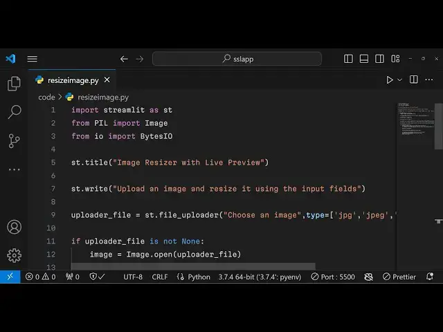 Video thumbnail for Python 3 Streamlit Project to Resize Images With Live Preview Using Pillow Library in Browser