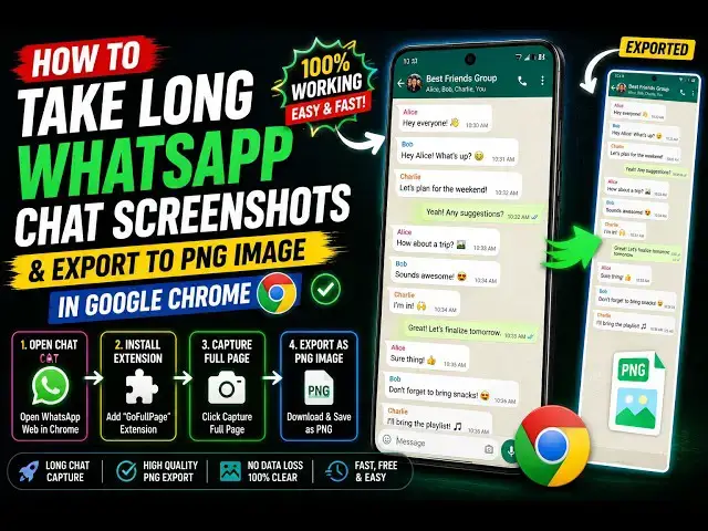 Video thumbnail for How to Take Long WhatsApp Chat Screenshots & Export to PNG Image in Google Chrome