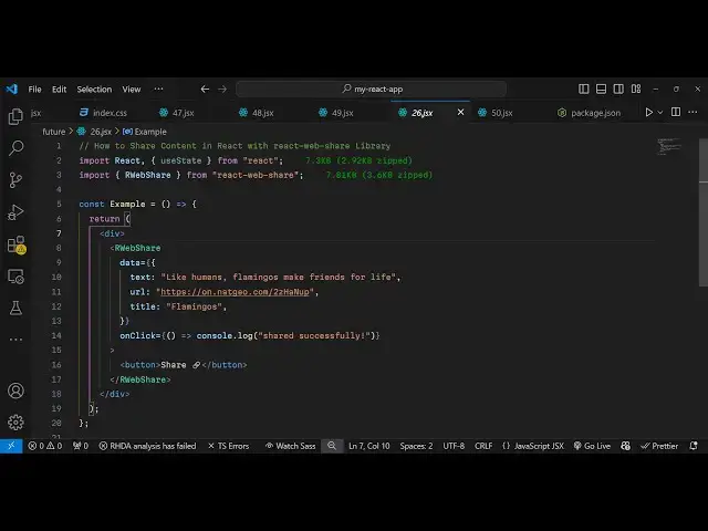 Video thumbnail for Build a React.js Web Share API to Show Share Dialog in Browser Using react-web-share in JSX