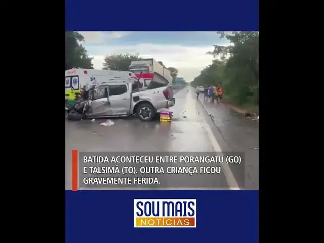 Video thumbnail for Colisão envolvendo caminhonete e 2 carretas mata idoso, mulher e criança na BR-153 em Porangatu (GO)