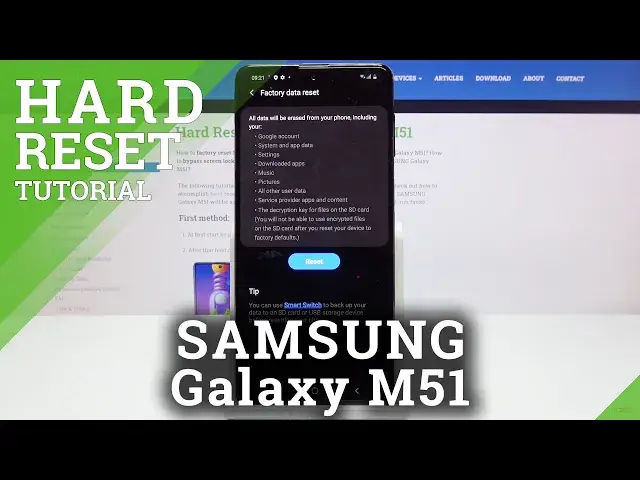 'Video thumbnail for How to Factory Reset SAMSUNG Galaxy M51 – Delete Content & Settings'