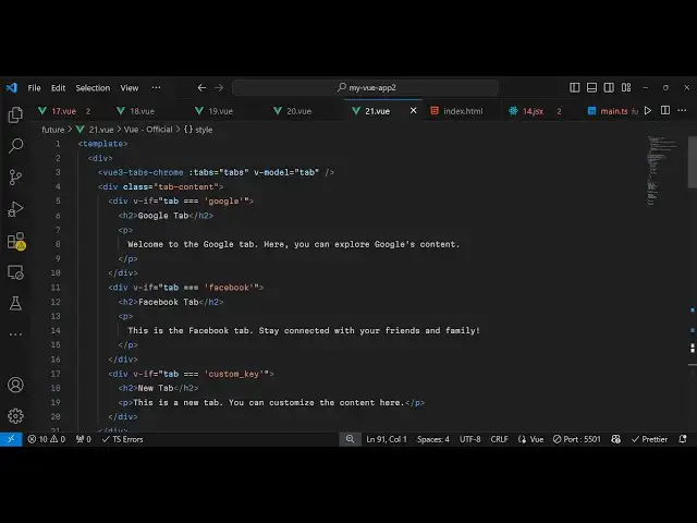 Video thumbnail for Build a Vue.js 3 Chrome Tabs UI Component to Create Multiple Panels & Tabs Using vue3-tabs-chrome in