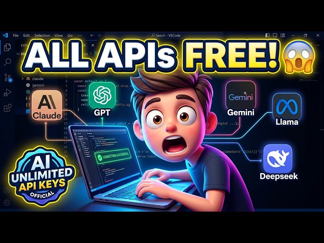 Video thumbnail for Clod.io FREE API Keys 😱 Unlimited FREE Claude, GPT, Gemini, Llama, DeepSeek APIs (25+ Models)