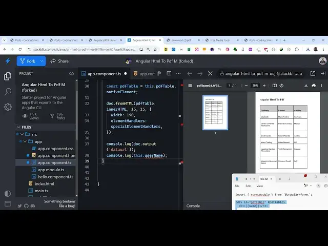 Video thumbnail for Angular jsPDF-Autotable to Export HTML Table to PDF Document in Browser Using TypeScript