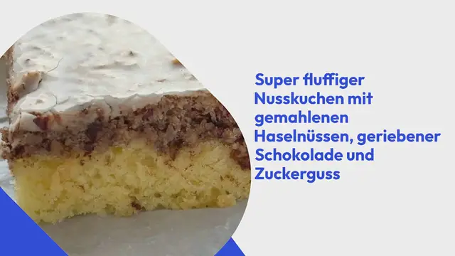 Video thumbnail for Köstliche Nussschnitten – einfaches Rezept für weichen fluffigen Nusskuchen