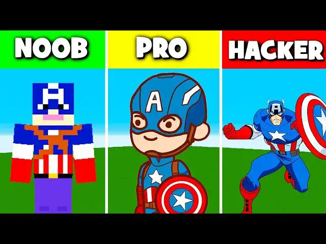 Video thumbnail for CAPTAIN AMERICA CHALLENGE! Minecraft Battle: NOOB vs PRO vs HACKER Animation CAPTAIN AMERICA