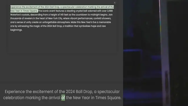 Video thumbnail for Experience the excitement of the 2024 Ball Drop, a spectacular celebration marking the arrival of the New Year in Times Square. This iconic event features a dazzling crystal ball adorned with over 2,688 Waterford crystals, descending from