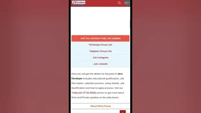 'Video thumbnail for Micro focus jobs 2022 -  java-developer #shorts'