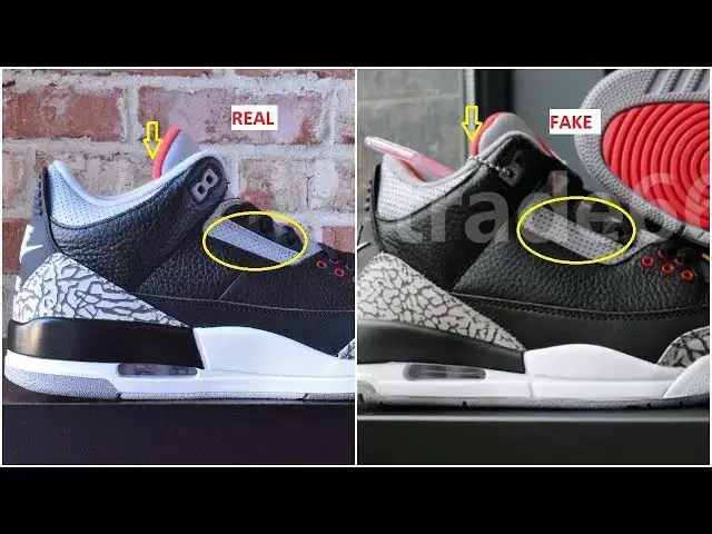 Video thumbnail for Fake Air jordan 3 black Cement Spotted-Quick Ways To identify them