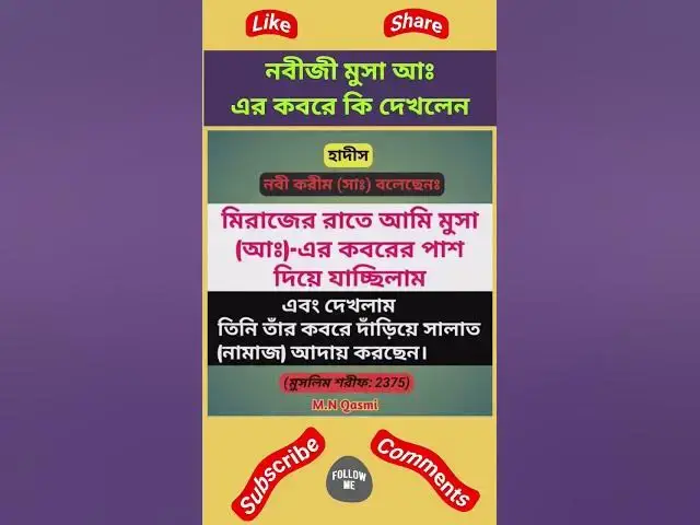 Video thumbnail for নবীজী মুসা আঃ এর কবরে কি দেখলেন? #হাদিস #হাদিস_শরিফ #হাদিসের_আলো #হাদিসের_কথা #hadith #hadis #hades