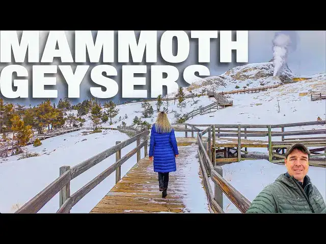 'Video thumbnail for Virtual Walk on Mammoth Hot Springs Terraces in Yellowstone - 4k Winter City Walks'