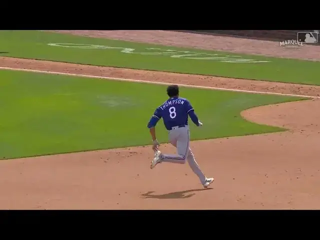 'Video thumbnail for Bubba Thompson LAUNCHES a RBI Triple! | Texas Rangers | 4/9/2023'