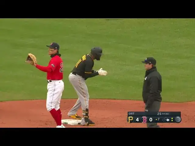'Video thumbnail for Carlos Santana SMACKS a RBI Double, Scoring Oneil Cruz! | Pittsburgh Pirates | 4/5/2023'