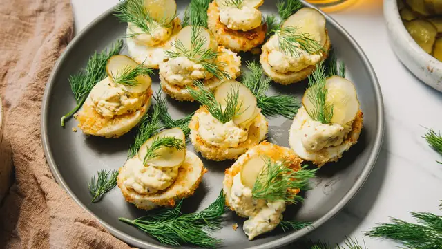 Video thumbnail for All About Pickles' Air Fryer Deviled Eggs Recipe