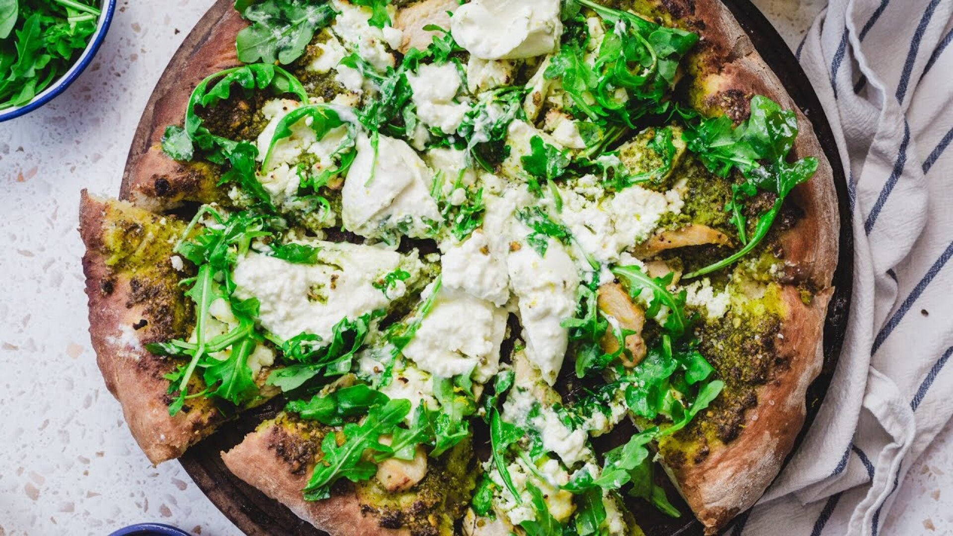 Video thumbnail for Elevated Chicken Pesto Pizza With Burrata Recipe