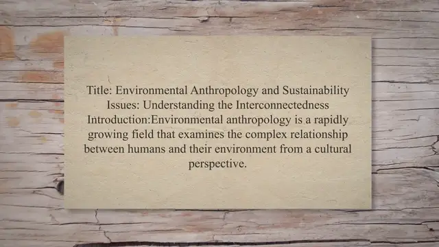 Video thumbnail for Environmental anthropology and sustainability issues