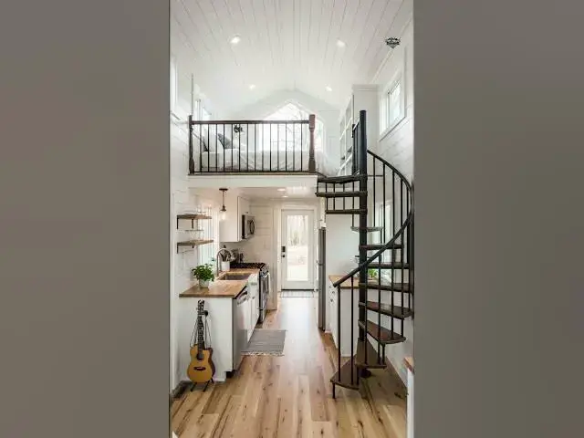 Video thumbnail for Double Story Interior of a White Tiny Home Tour  #home #smallhouse #architecture #smallhome