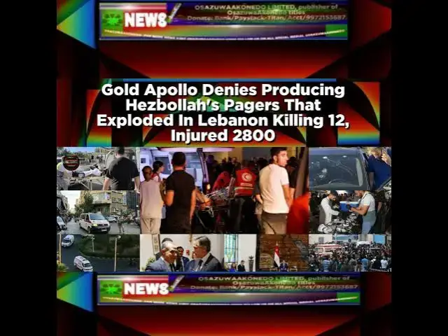 Video thumbnail for Gold Apollo Denies Producing Hezbollah's Pagers That Exploded In Lebanon Killing 12, Injured 2800...