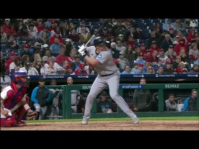 'Video thumbnail for Garrett Cooper BELTS a RBI Single! | Miami Marlins | 4/10/2023'