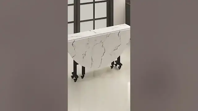 Video thumbnail for Round Folding Dining Table: Space Saving Furniture #shorts