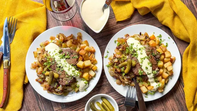 'Video thumbnail for Beef Rydberg-Style Steak And Potatoes Recipe'