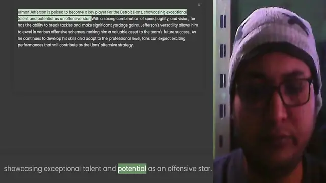 Video thumbnail for ermar Jefferson is poised to become a key player for the Detroit Lions, showcasing exceptional talent and potential as an offensive star. With a strong combination of speed, agility, and vision, he has the ability to break tackles and mak