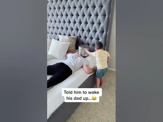 'Video thumbnail for Dad and son funny video 🤗🤗 son wake up his dad'