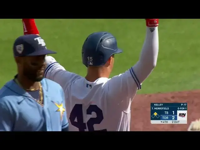 'Video thumbnail for Whit Merrifield SMACKS a RBI Double! | Toronto Blue Jays | 4/15/2023'