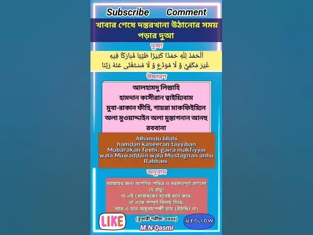 Video thumbnail for খাবার শেষে দস্তরখানা উঠানোর সময় পড়ার দুআ। #দুআ #দুয়া #দোয়া #dua #duaas#duaandwazaif#hadis#hadith