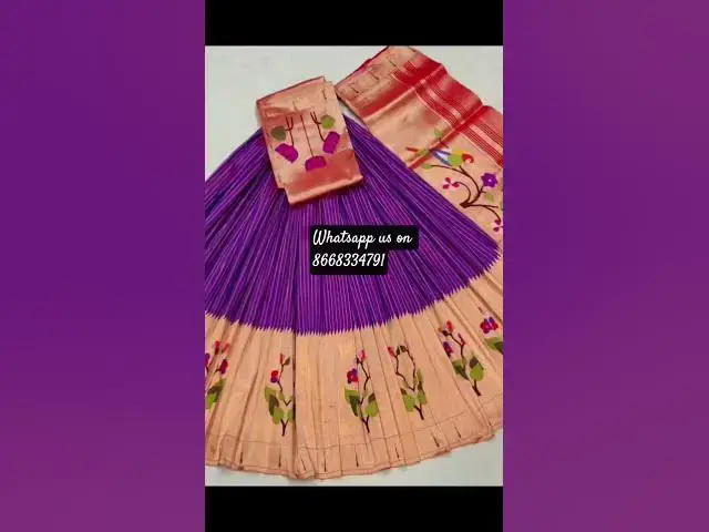 Video thumbnail for Paithani lehenga fabric 4 meters #lehenga #paithani #indianhandlooms #silksaree
